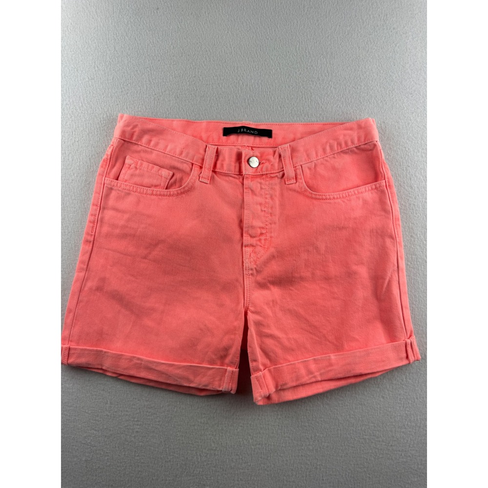 J Brand Kennedy Flamingo Pink Denim Shorts Cuffed Button Fly Size 26 Made in USA